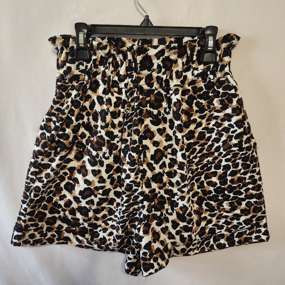 Express X Rocky Barnes Leopard Print Paperbag Shorts